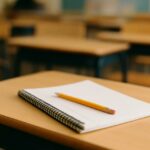 Quaderno e matita per un articolo su adozione, scuola e diritto di raccontare la propria storia